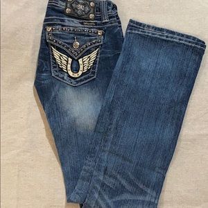 Miss Me Bootcut Jeans With White Wing Pocket